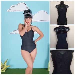 Tatyana 1-Piece Swimsuit Ruched Rosie in Black